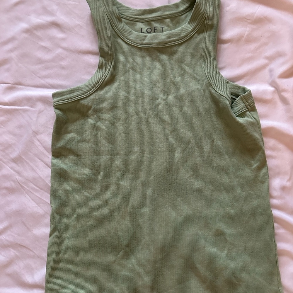 LOFT Light Green Ribbed Racerback Tank